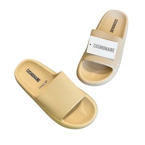 CUSHIONAIRE Khaki Tan Beige Feather Waterproof Recovery Comfort Sandals Like New